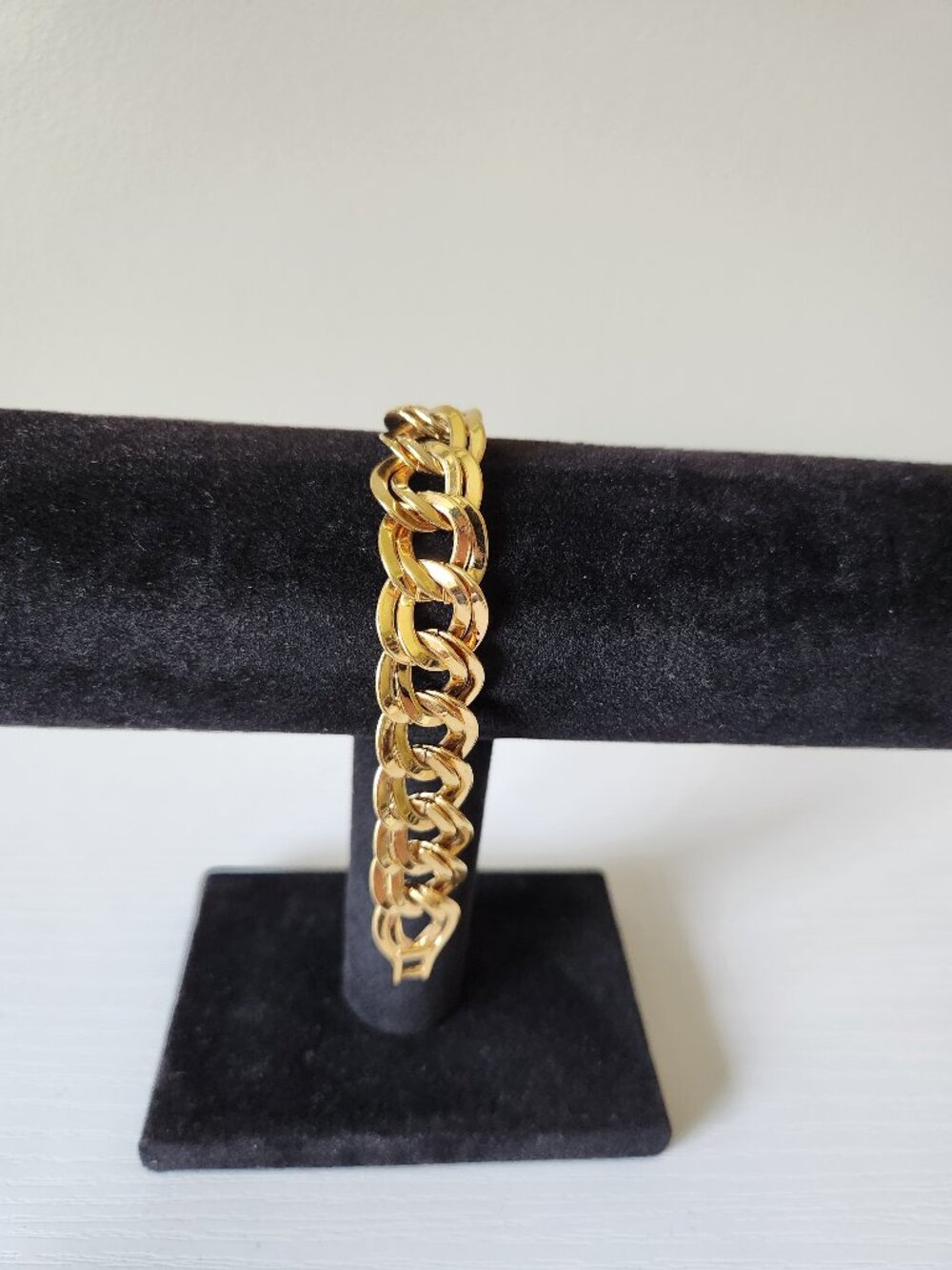 Vintage Monet Gold Tone Chunky Link Bracelet Signed Statement Chain